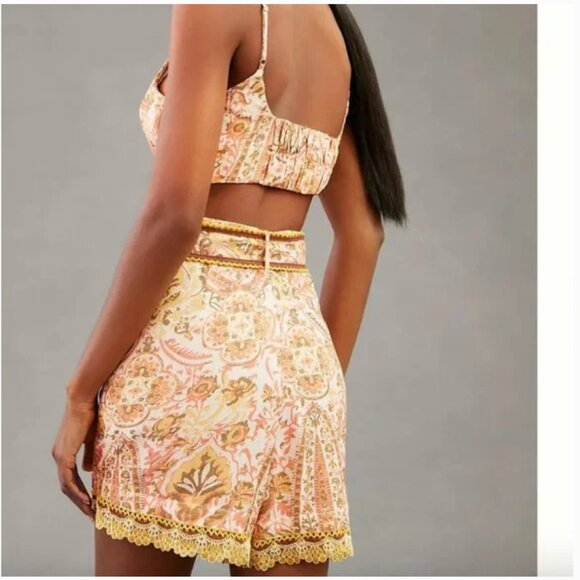 ⭐️ Let Me Be Belted Boho Peasant Hipster Hippie Art Deco Beach Chic Shorts Set - Picture 3 of 3